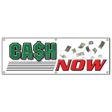 Signmission CASH NOW BANNER SIGN payday advance quick title pawn shop for gold B-72 Cash Now